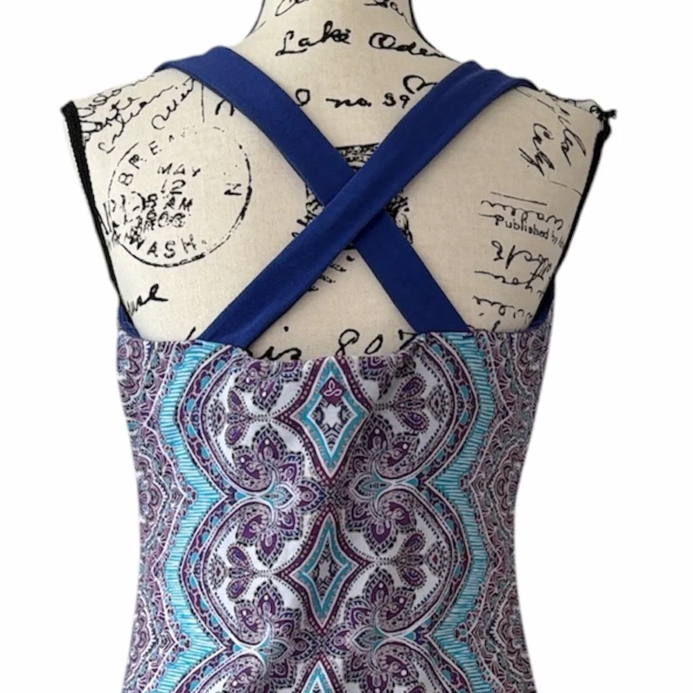 PrAna Paisley Geometric Cross-Back Dress Built Bra Mandala Sz XL Quinn Casual - Picture 10 of 11